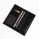 Male purse without fastener, department for bills, for maps, for coins, black color
