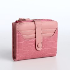 Women's wallet on the button, pink color