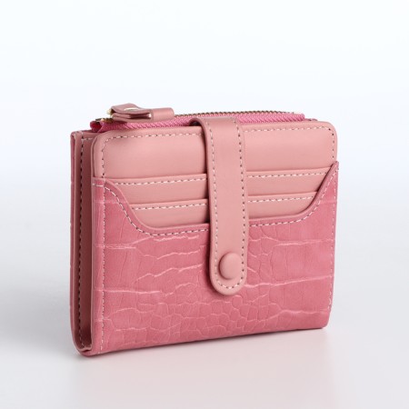 Women's wallet on the button, pink color