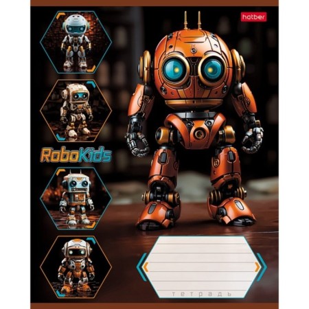 Notebook 18 sheets, in a cage, "Robo", cover coated cardboard, rounded angles, fields, block 65g/m2, mix-5
