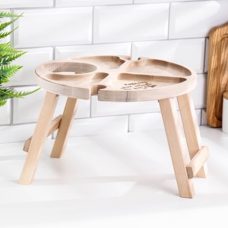 Table - a tray with a menage and folding legs "Do not tell anyone" d = 30x2 cm, birch-1