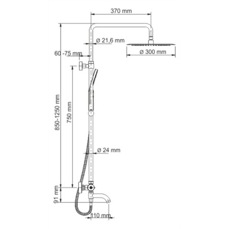 Shower system Wasserkraft A18801, tropical shower, thermostat, hand watering can, chrome-7