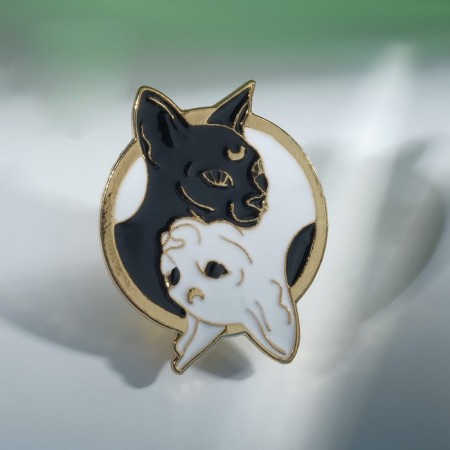 Icon "cats" day and night, black and white color in gold-2