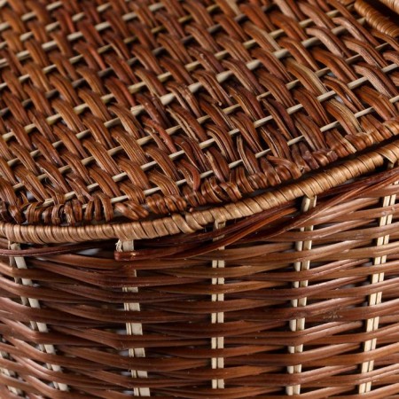 Picnic basket, with a double cover, reinforced, 37 × 25 × 28, rattan-3