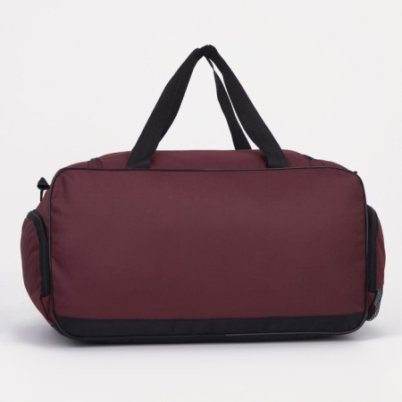 Sports bag with lightning, shoe department, external pocket, burgundy-1