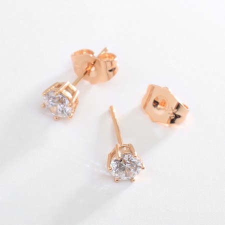 Earrings with rhinestones Xuping Cuts, white color in pink gold-1