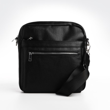 Male bag over the shoulder, Textura, artificial leather, black color-1