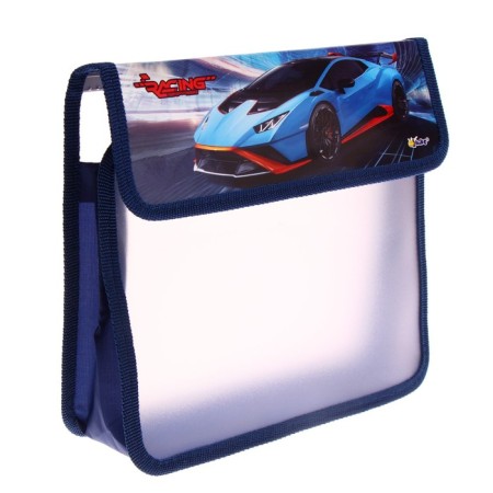 A5 notebook folder (200 x 230 x 75 mm), with Velcro valve, 2 compartments, plastic/textiles, PT-95 "Racing Car"-1