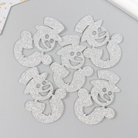 Decor "Snowman" silver 4.5x6 cm set 5 pcs foam glitter-2