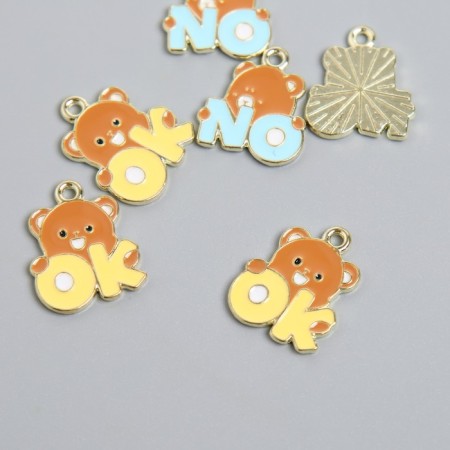 Decor for creativity Metal, enamel "Bear -/no" set 2 pcs 1.5x1.7 cm-1