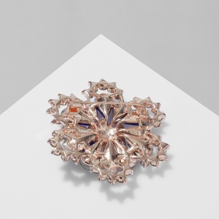 Brooch "Flower", the color of the rainbow blue in pink gold-1
