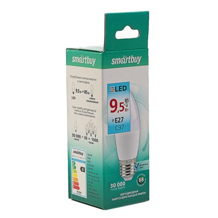 LED LED SMARTBUY, E27, C37, 9.5 W, 4000 K, daylight white light-1