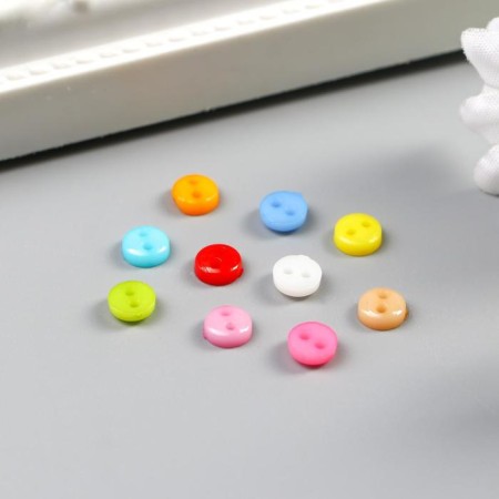 Buttons plastic for creativity 2 punctures "colored buttons" set of 100 pcs 0.6x0.6 cm-1