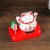 Plastic pendulum from the solar battery "Cat Mani-Neko with flowers" White 8x10x6 cm