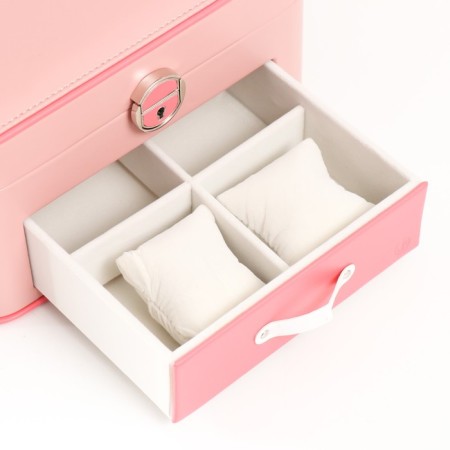 Casket to the leatherette for decorations "Sheila" pink with coral 25.5x18.5x14 cm-3