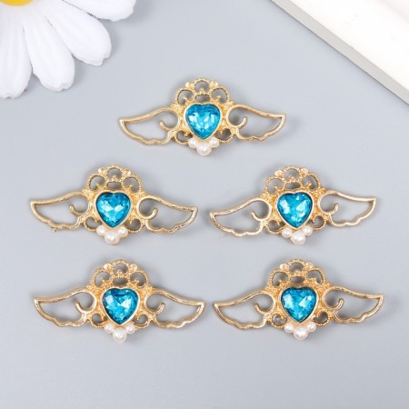 Decor for creativity Metal, plastic "Winged heart. Topaz" gold set 5x2 cm-2