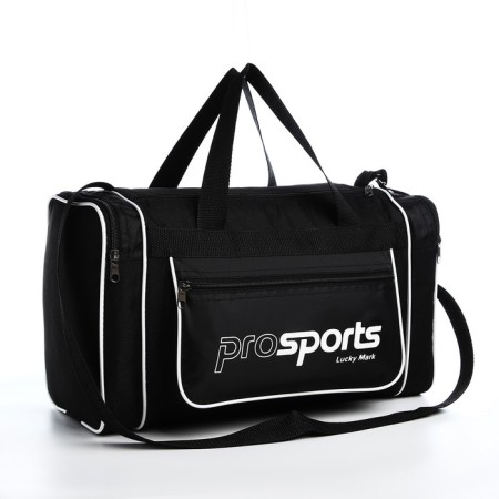 Sports bag with lightning, 3 outer pockets, long belt, black color