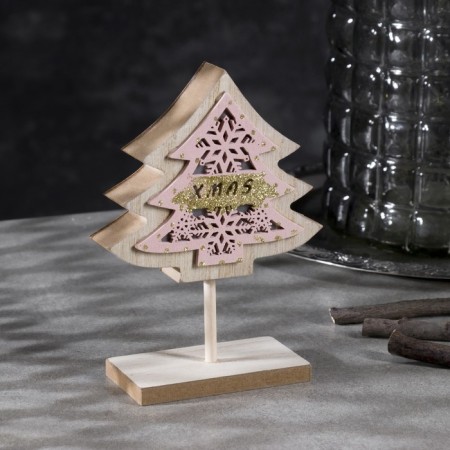 LED figure "Christmas tree" 11.5 × 16 × 5 cm, wood, CR2032 batteries, glow warm white-1