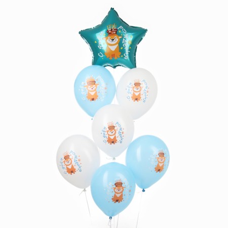 Bouquet of balls "Festive dog", latex, foil, set: 7 pcs., Mix-1