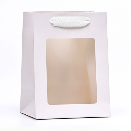 Gift package, with a window, 20 x 15 x 10 cm, white-1
