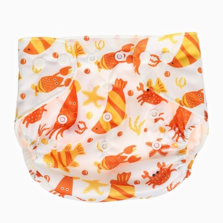 A set of reusable diapers "Krabik", 3-8 kg, white, orange color, 2 pcs., I crush me-3