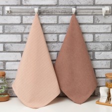 Set of kitchen towels of the Dolyana Stripes, 40x70cm- 2pcs, beige, 50%of the p/e, 50%HL