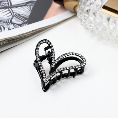 Hair crab "June" heart, 4.5 cm, black