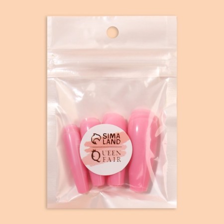 Patch nails, 24 pcs, ballerina shape, pale pink color-5