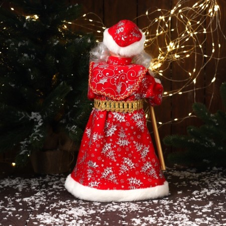 Santa Claus "Red fur coat, with a staff" 39 cm, moves, red-3