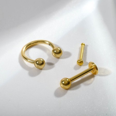 Pierce set "Trio" into an eyebrow, nose, labret, color gold-1