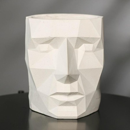 Kashpo polygonal "head", white color, 18 × 20 cm-2