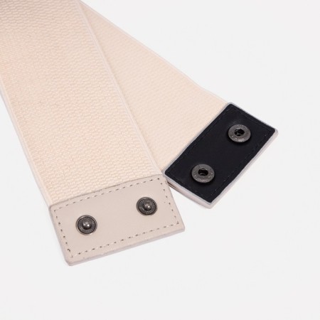 Women's belt on buttons, width 8 cm, beige color-2