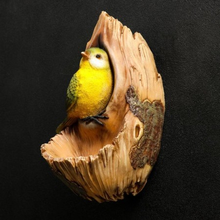 Suspended winter feeder "Bird in hollow" from polystone, 24cm, good souvenirs, decor-1