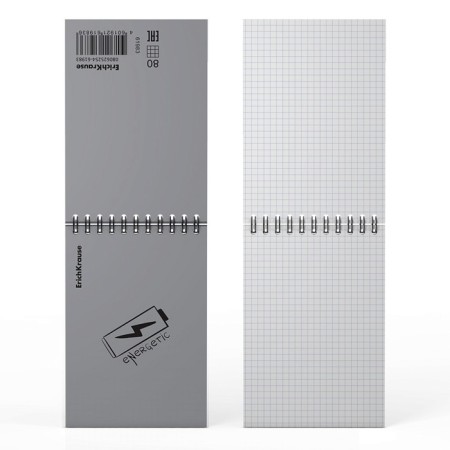 Notepad for spirals A6 80 sheets, cage, Erichkrause "Life Style" Plastic coverage silk -screen films, Bellar Beliac block 100%, silver-6