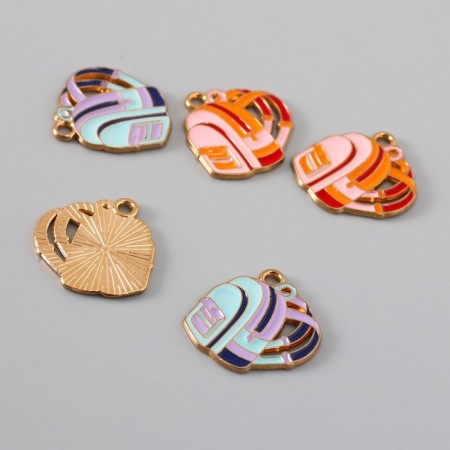 Decor for creativity Metal "School backpack" enamel mix 2x1.8 cm-1