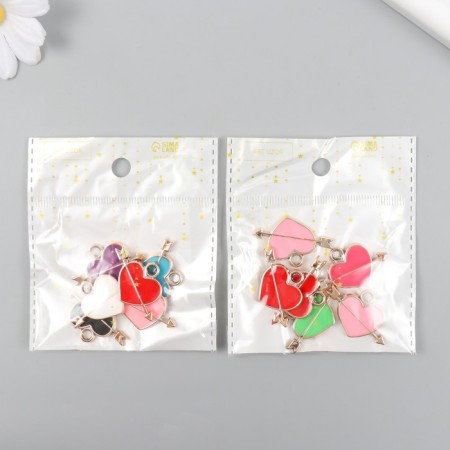 Decor for creativity Plastic for metal "Heart with an arrow" Mix set 6 pcs 0.2x3.4x2.2 cm-4