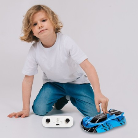 Air anti -gravity machine, radio control, drives along the walls, batteries, blue color-4
