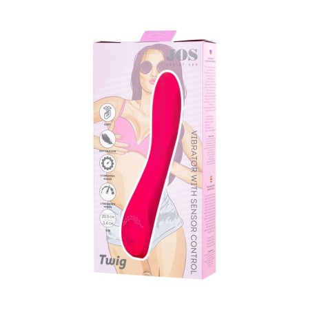 Unrealistic vibrator Jos Twig, 5 modes, silicone, pink color, 20.5 cm, D 3.4 cm-15