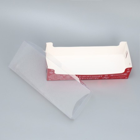 Box for confectionery with PVC cover "New Year's gift", 30 x 8 x 11 cm, new year-3