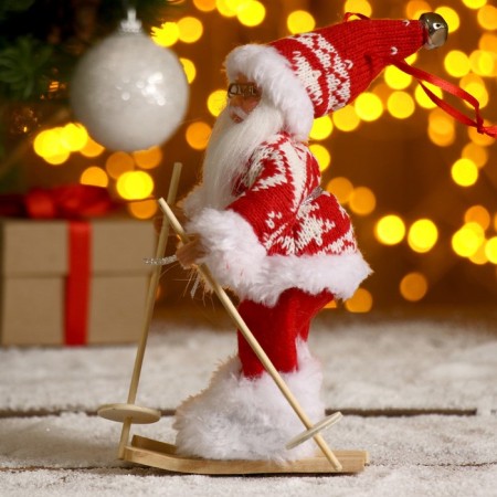 Santa Claus "Ski" in a knitted suit, 17 cm-1