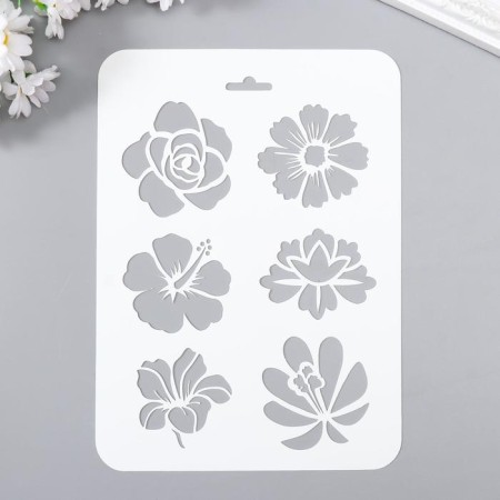Stencil plastic "flowers" 16x22 cm