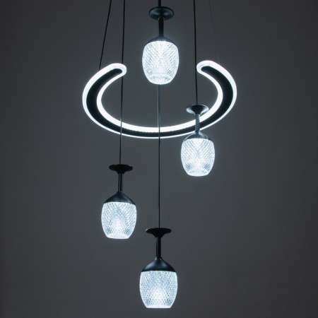 Bayerlux chandelier Sirius LED 100W 3000-6000K Black 39x41x19-119 cm-3