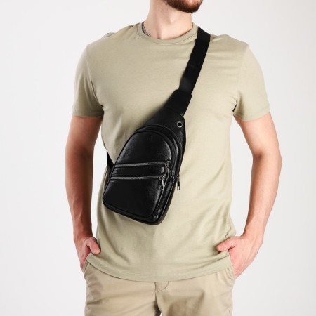 Sling bag, artificial leather, black color-4