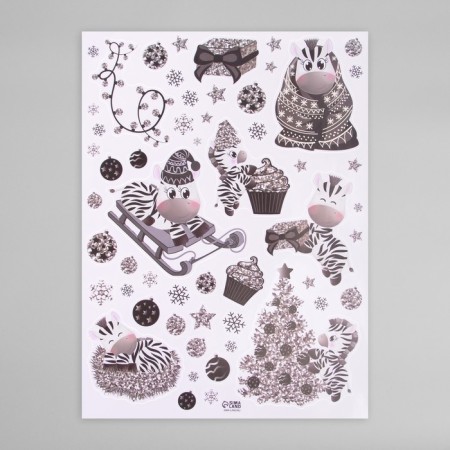 New Year sticker interior color "zebra and silver snowflakes" 30x40 cm-2
