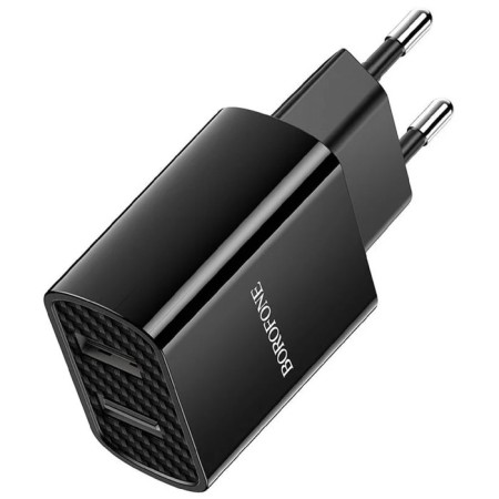 Network charger Borofone BA53A, 2XUSB, 2.1 A, Type-C cable, black-5