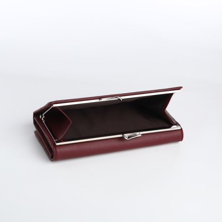 Women's wallet on a magnet, burgundy color-4