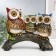 Polystone souvenir "Three colored eagle owls with rhinestones on the branch" 18.8x10x23.5 cm