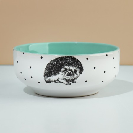 Deep plate ceramic "Hedgehog", 14.5 cm, 550 ml, white color-1