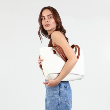 Zipper bag with lightning, white color-4