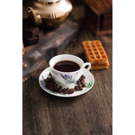 Coffee steam porcelain shade “Lavender”, 2 objects: a cup 80 ml, a saucer d = 11.4 cm, white color-6